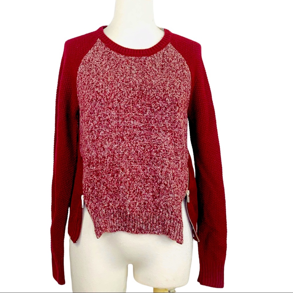 Rewind Crew Neck Sweater Heathered Knit Side Zippers EUC - Picture 2 of 11